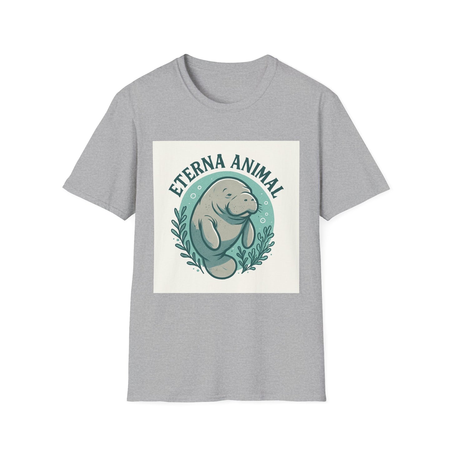 Eterna Animal Manatee Tee, Unisex Softstyle T-Shirt, Eco-Friendly Gift, Animal Lover Shirt, Nature Lover Apparel, Casual Wear