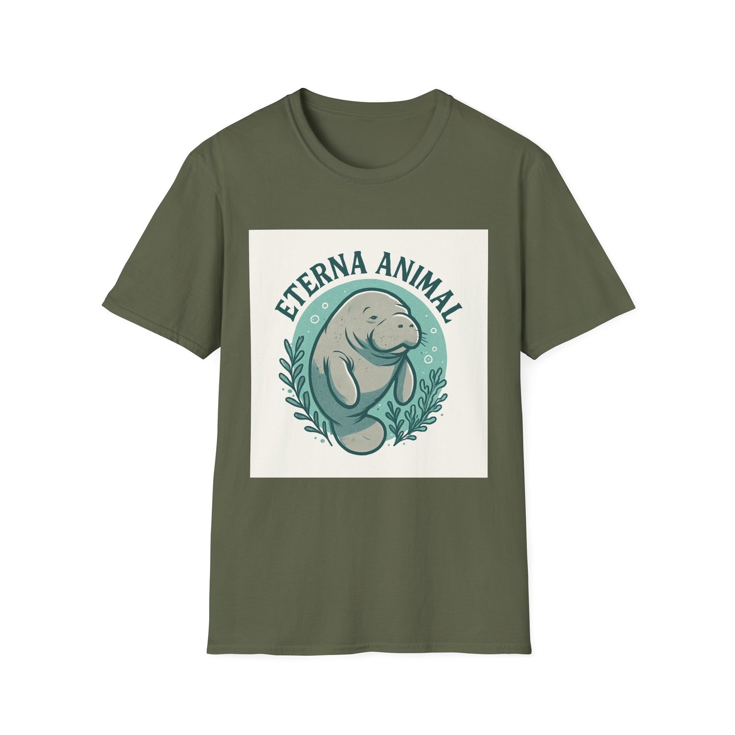 Eterna Animal Manatee Tee, Unisex Softstyle T-Shirt, Eco-Friendly Gift, Animal Lover Shirt, Nature Lover Apparel, Casual Wear