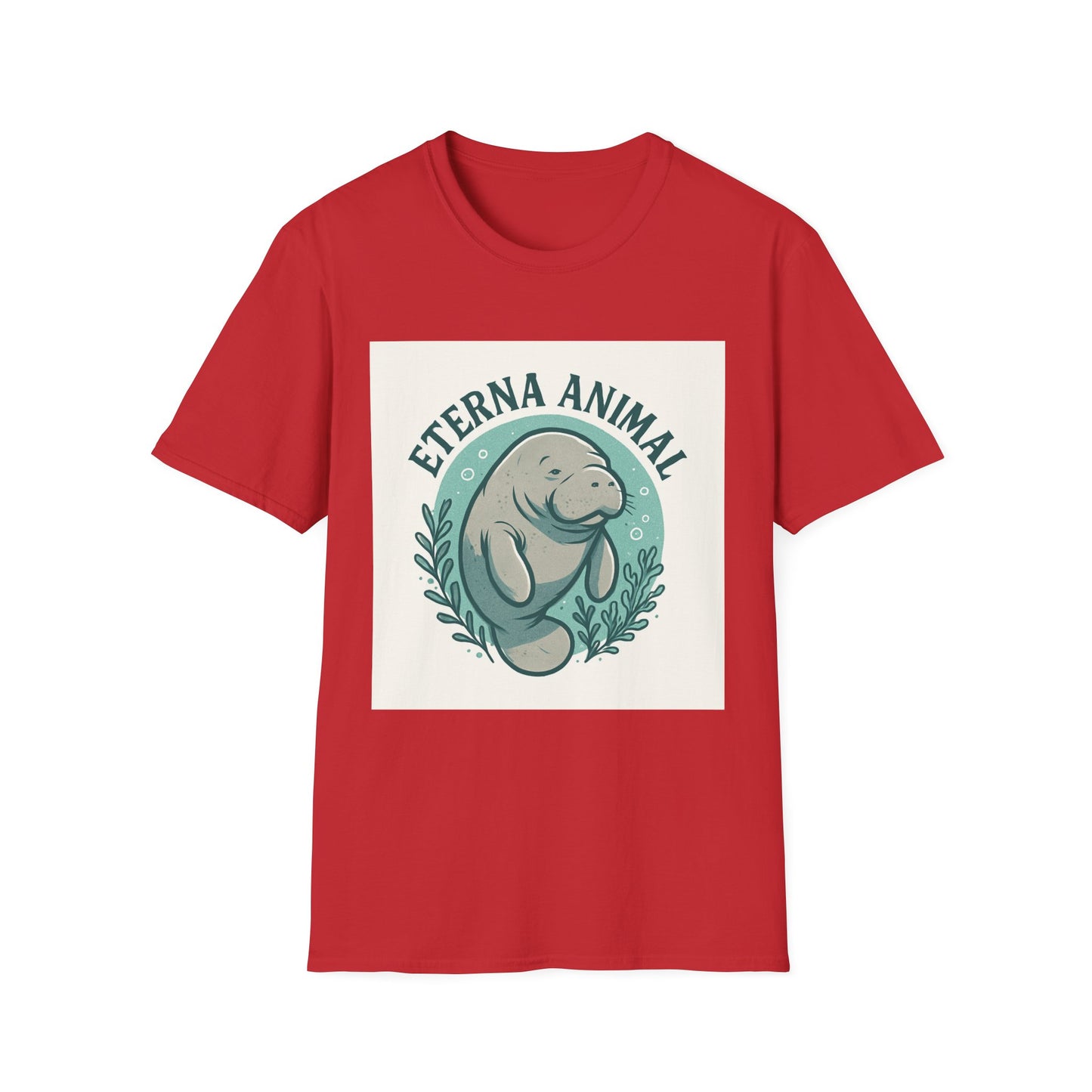 Eterna Animal Manatee Tee, Unisex Softstyle T-Shirt, Eco-Friendly Gift, Animal Lover Shirt, Nature Lover Apparel, Casual Wear