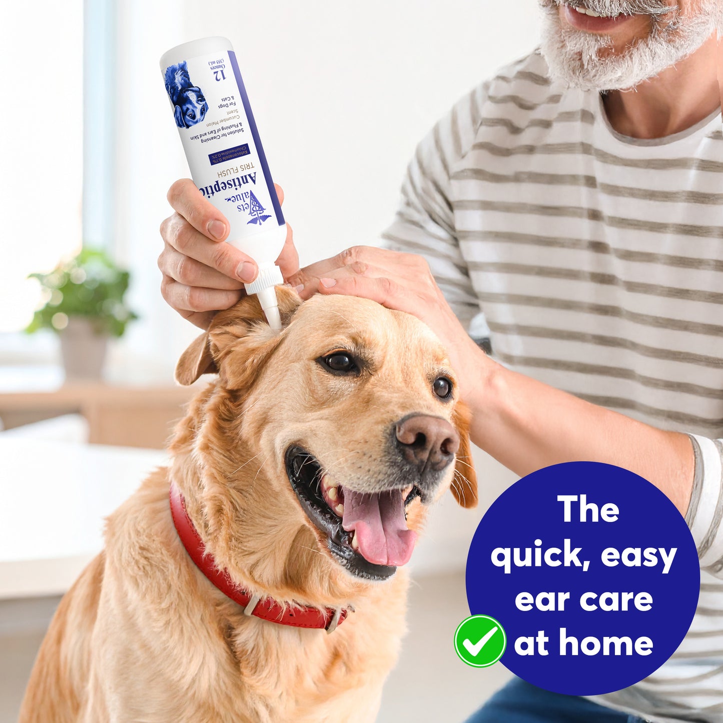 Veterinary Ear Flush for Dogs and Cats (XL 355ml Bottle) - Clear Therapy Cleaner Alcohol-Free, Itch-Relief Yeast Infections, Supports Healthy Canals - Optimized Solution Dog Washing, White/Clear