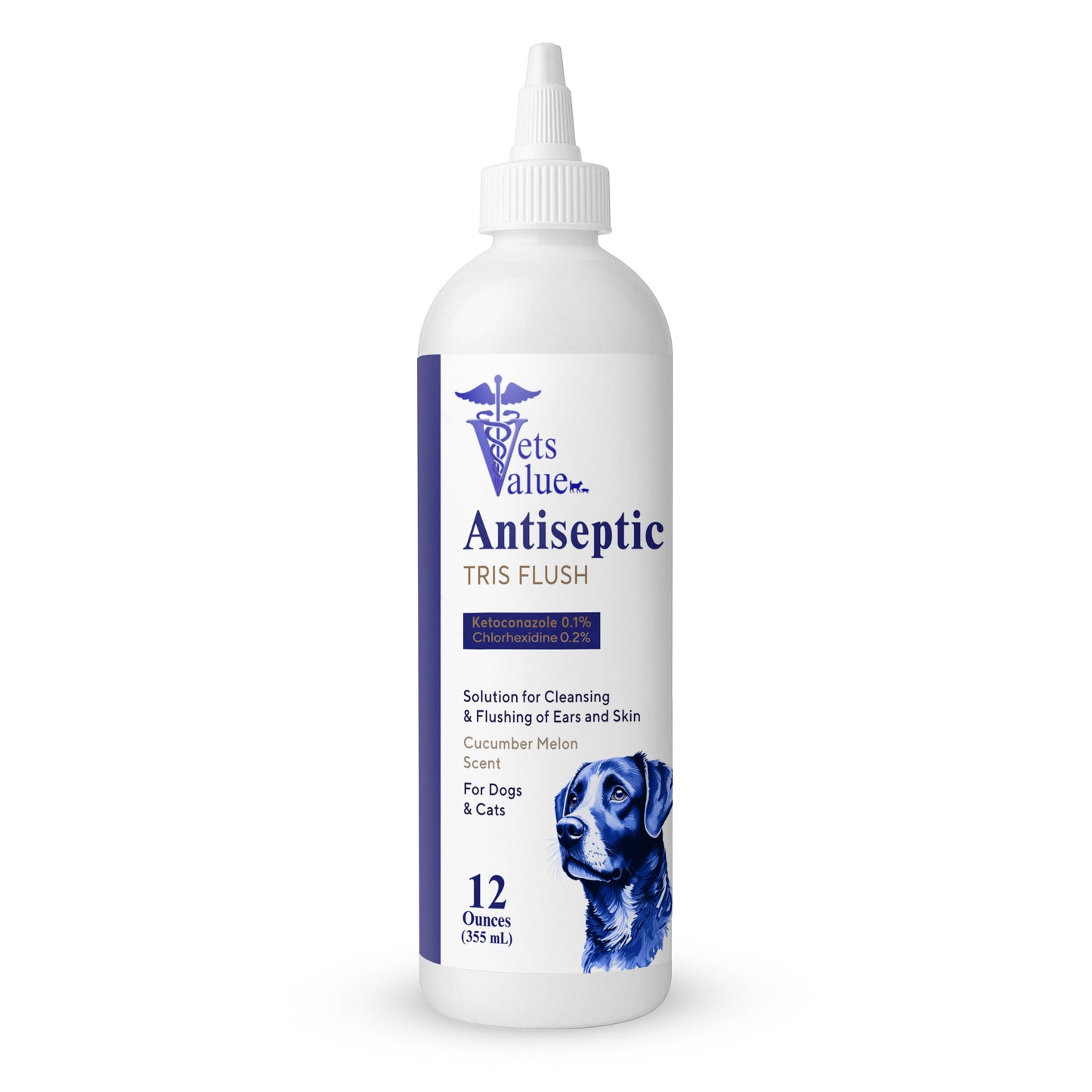 Veterinary Ear Flush for Dogs and Cats (XL 355ml Bottle) - Clear Therapy Cleaner Alcohol-Free, Itch-Relief Yeast Infections, Supports Healthy Canals - Optimized Solution Dog Washing, White/Clear