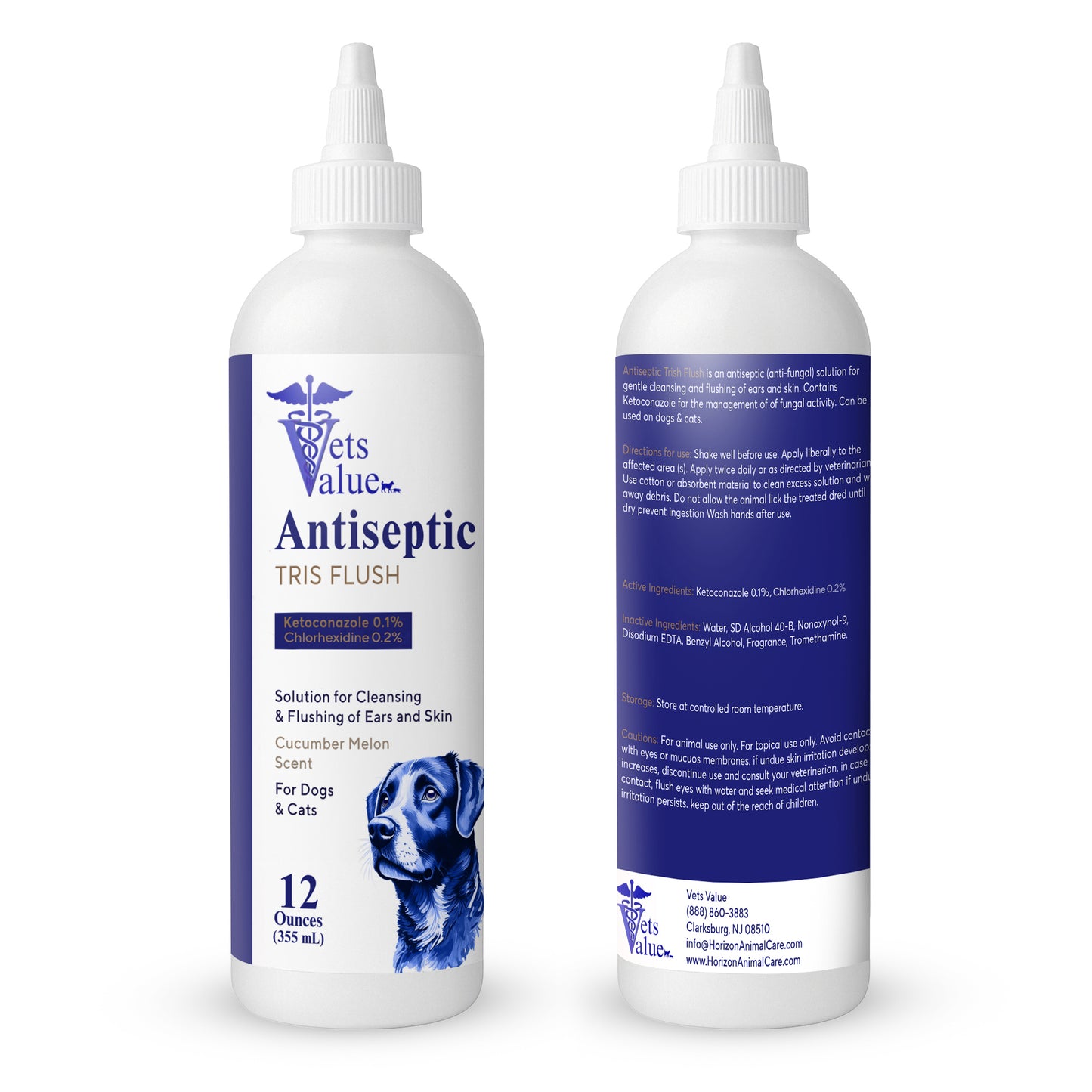 Veterinary Ear Flush for Dogs and Cats (XL 355ml Bottle) - Clear Therapy Cleaner Alcohol-Free, Itch-Relief Yeast Infections, Supports Healthy Canals - Optimized Solution Dog Washing, White/Clear