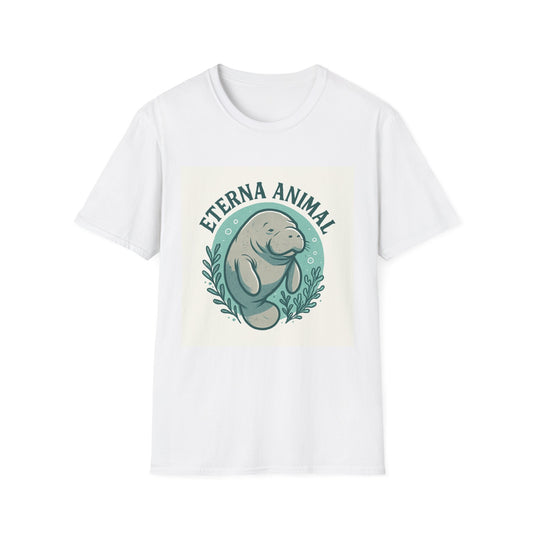 Eterna Animal Manatee Tee, Unisex Softstyle T-Shirt, Eco-Friendly Gift, Animal Lover Shirt, Nature Lover Apparel, Casual Wear