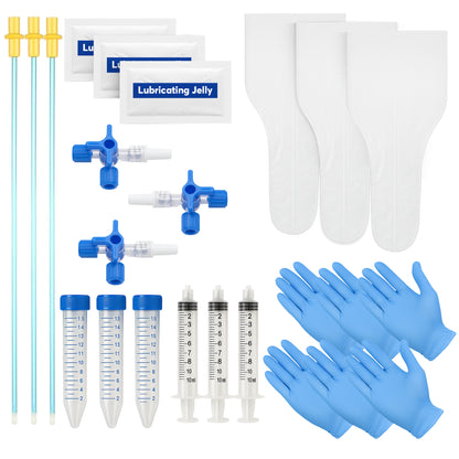 3-Way Canine Breeding Kit – Complete Set for Semen Collection and Insemination with Collection Cones, Insemination Rods, Syringes, Tubes, Gloves, Valves & Lubricating Jelly